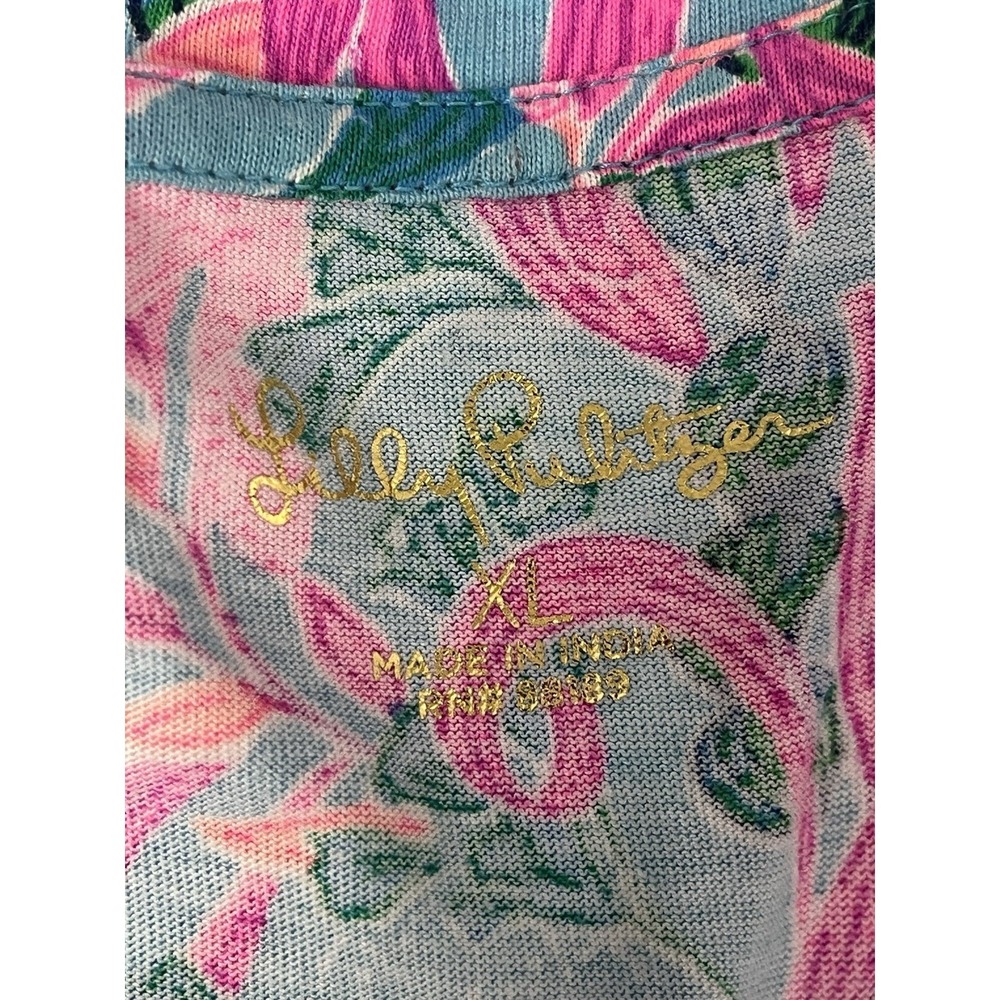 Lilly Pulitzer Tessa Dress XL Seaweed Samba V Neck 3/4 Sleeve Pink Blue Green - Picture 7 of 7